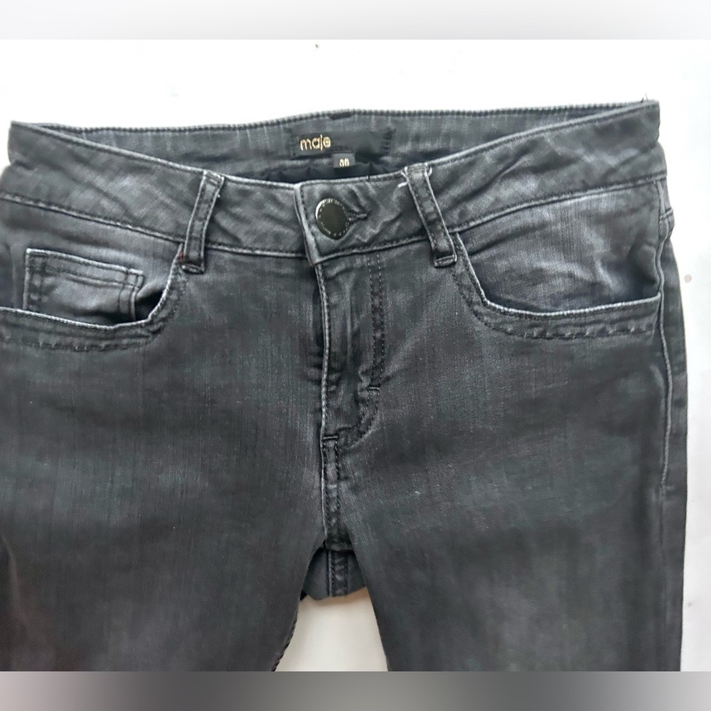 Maje Black Gray Low Rise Skinny Jeans Size Small / 36 long - Picture 5 of 11